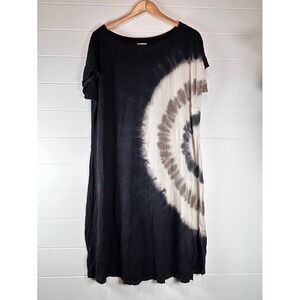 Cato Womens Plus Size 14/16W Tie Dye Short Sleeve Tunic‎ Dress Navy Tan